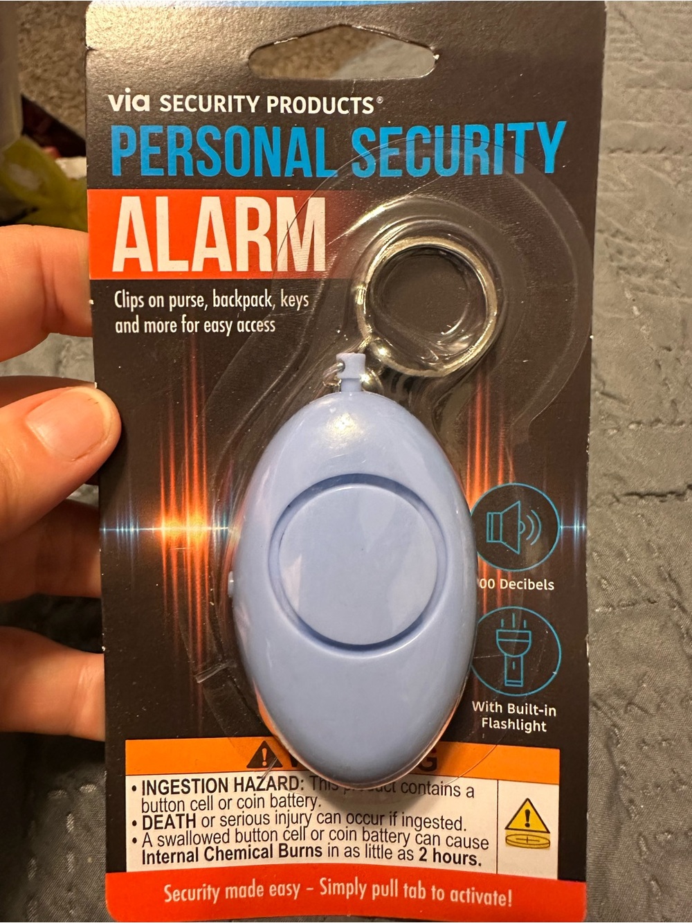 Via Security Products Personal Security Alarm with Flashlight